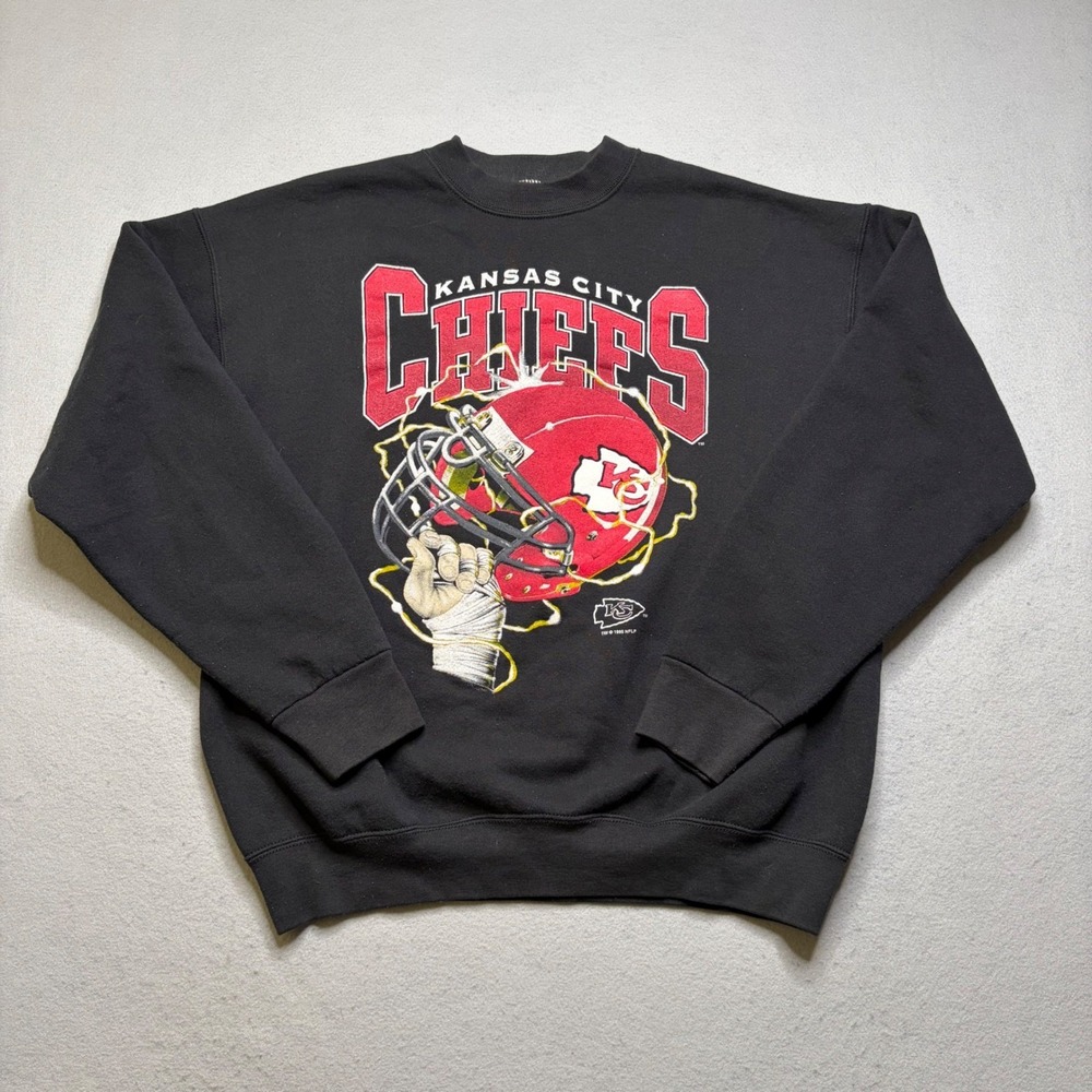 Official Fan Sweatshirt Mens XL Black Kansas City Chiefs 1995 Vintage Graphic